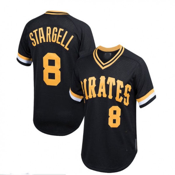 P.Pirates #8 Willie Stargell Mitchell & Ness Cooperstown Collection Mesh Batting Practice Jersey - Black Baseball Jerseys