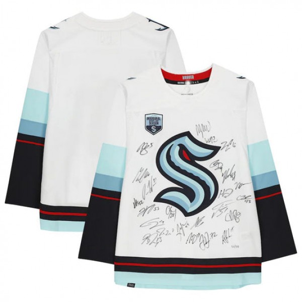 S.Kraken Fanatics Authentic Multi-Signed with Inaugural Season Jersey Patch with Multiple Signatures Limited Edition of 50 White Stitched American Hockey Jerseys