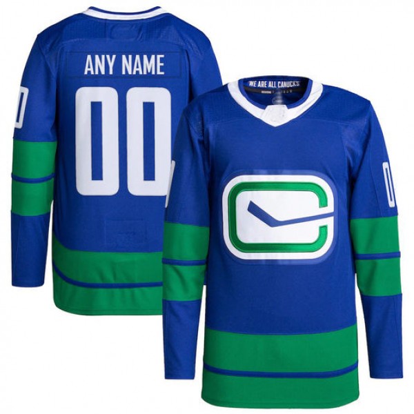 Custom V.Canucks Primegreen Authentic Pro Jersey Royal Stitched American Hockey Jerseys