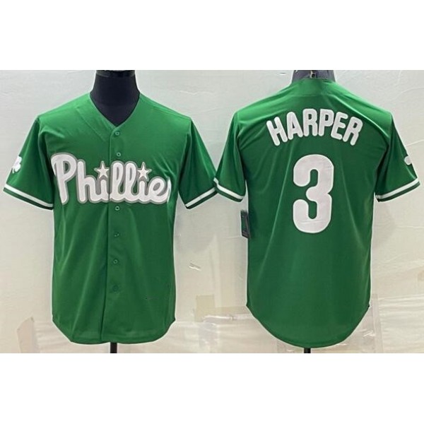 P.Phillies #3 Bryce Harper Green Stitched jersey