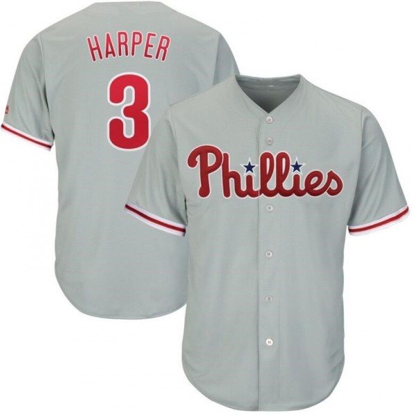 P.Phillies #3 Bryce Harper Gray Stitched jersey