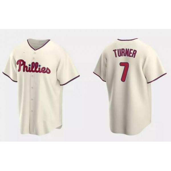 P.Phillies #7 Trea Turner Cream Stitched jersey