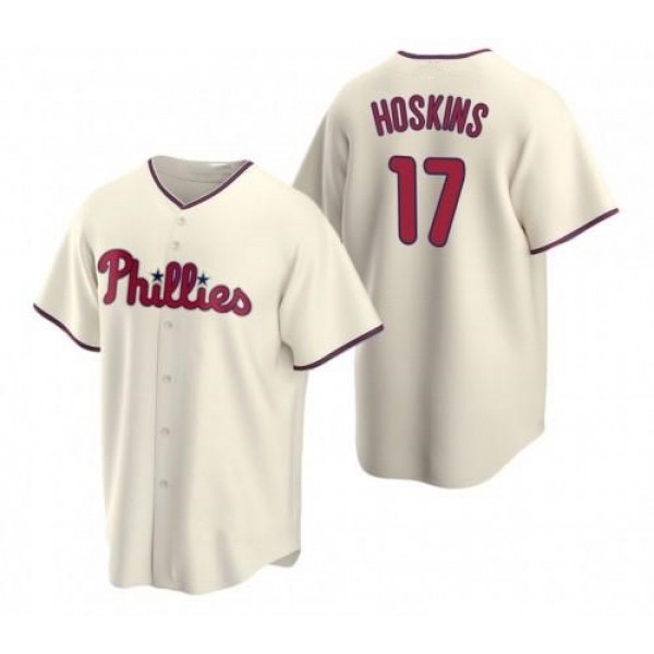 P.Phillies #17 Rhys Hoskins Cream Stitched jersey