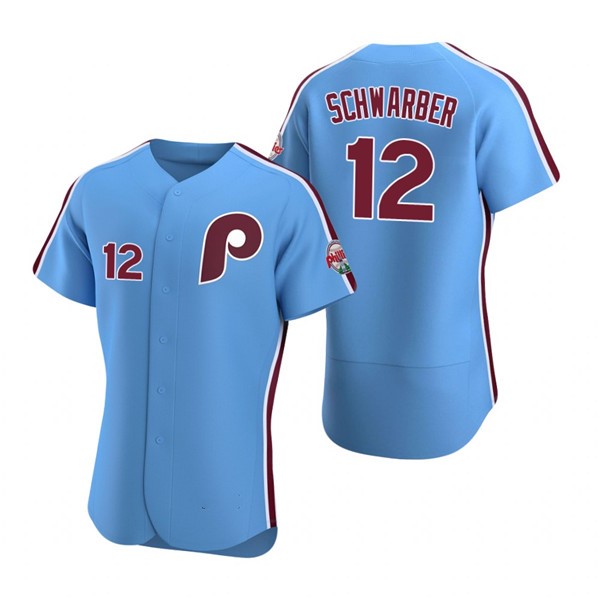 P.Phillies #12 Kyle Schwarber Blue Stitched jersey