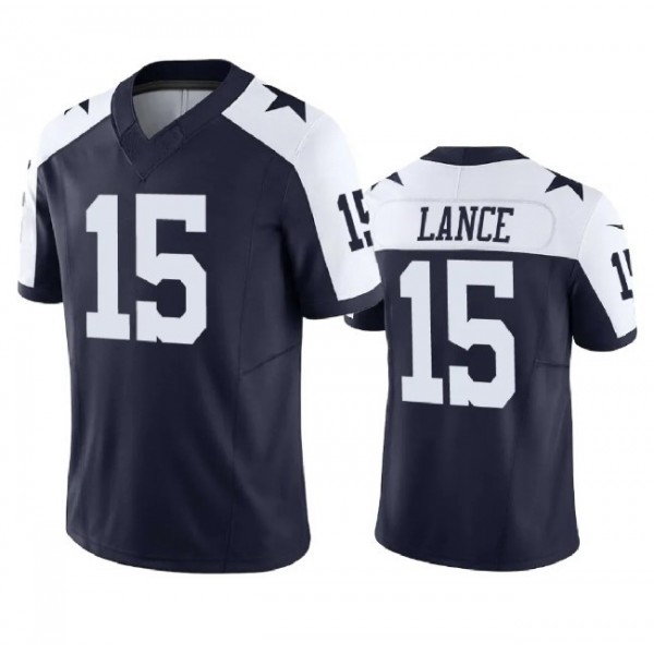 D.Cowboys #15 Trey Lance Navy F.U.S.E. Thanksgiving Stitched jersey