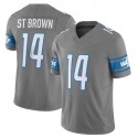 D.Lions #14 Amon-Ra St. Brown Grey F.U.S.E. Stitched jersey