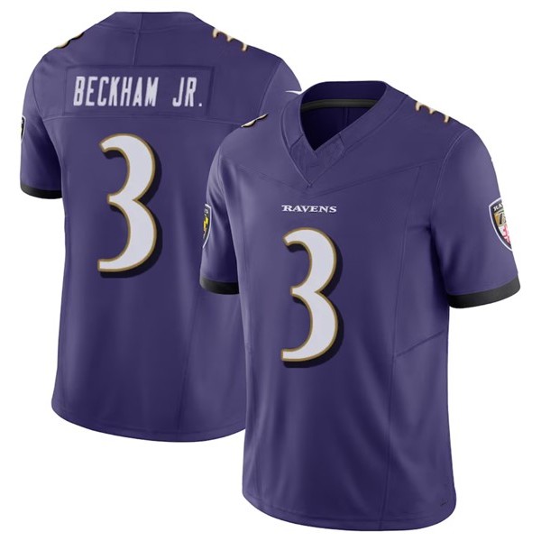 B.Ravens #3 Odell Beckham Jr. Purple F.U.S.E. Stitched jersey