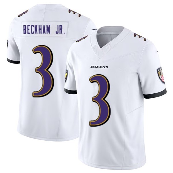 B.Ravens #3 Odell Beckham Jr. White F.U.S.E. Stitched jersey