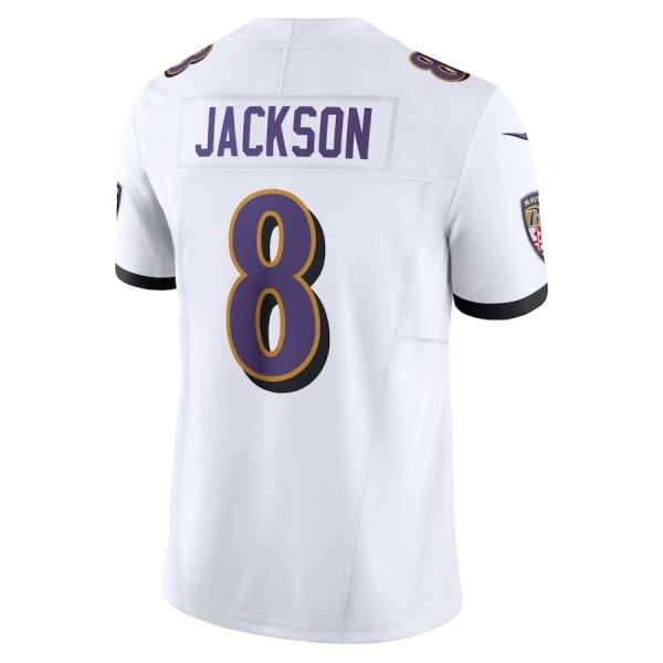 B.Ravens #8 Lamar Jackson White F.U.S.E Stitched jersey