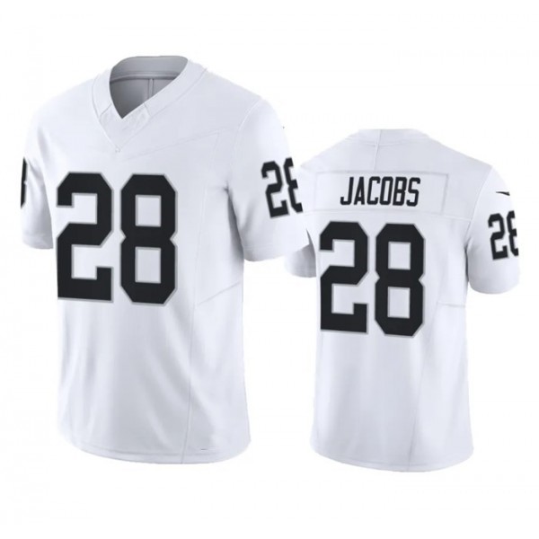 L.Raiders #28 Josh Jacobs White F.U.S.E Stitched jersey