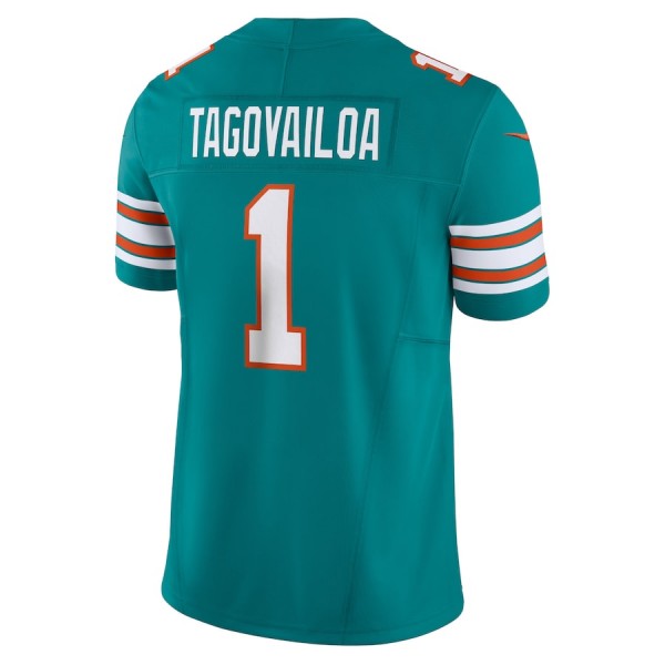 M.Dolphins #1 Tua Tagovailoa Aqua F.U.S.E Stitched jersey