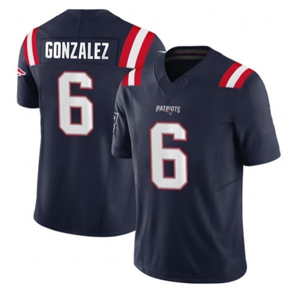 NE.Patriots #6 Christian Gonzalez Navy F.U.S.E. Stitched jersey