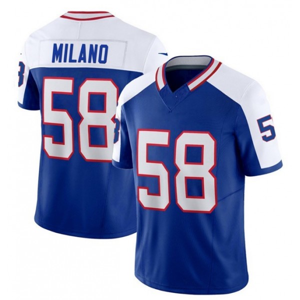 B.Bills #58 Matt Milano Blue/White F.U.S.E. Throwback Stitched jersey